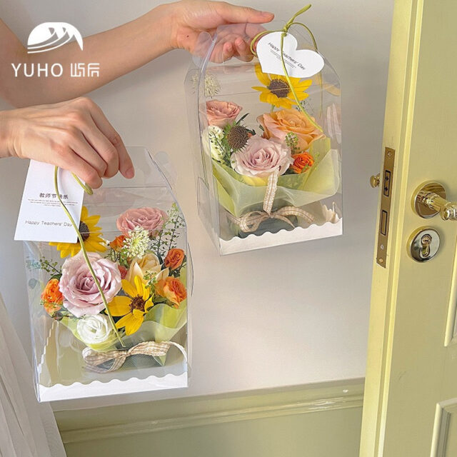 Hộp mica đế sóng cắm hoa