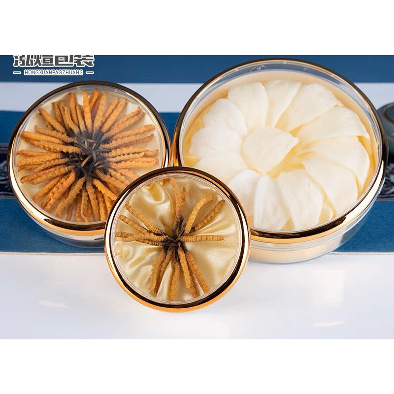 Hộp tròn viền vàng đựng yến sào 50-100 g