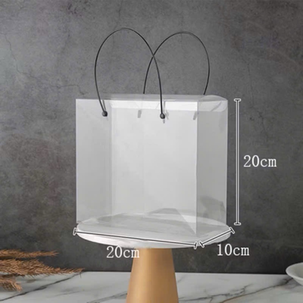 Túi quai da tote trong suốt tay cầm tròn