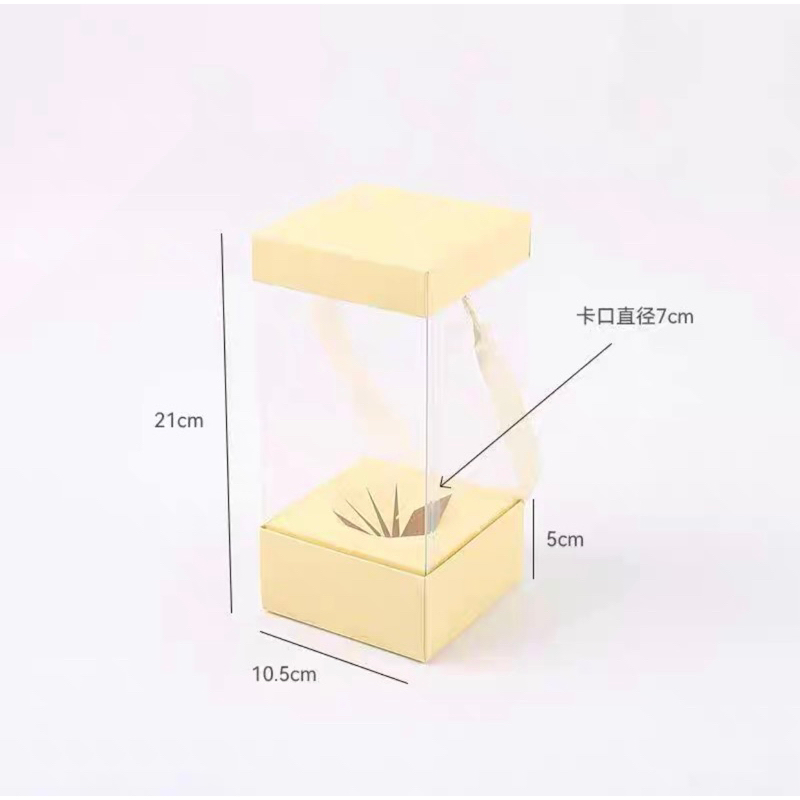 Hộp mica chữ nhật cắm hoa len