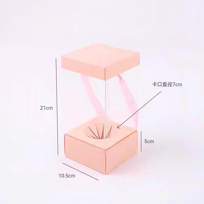 Hộp mica chữ nhật cắm hoa len
