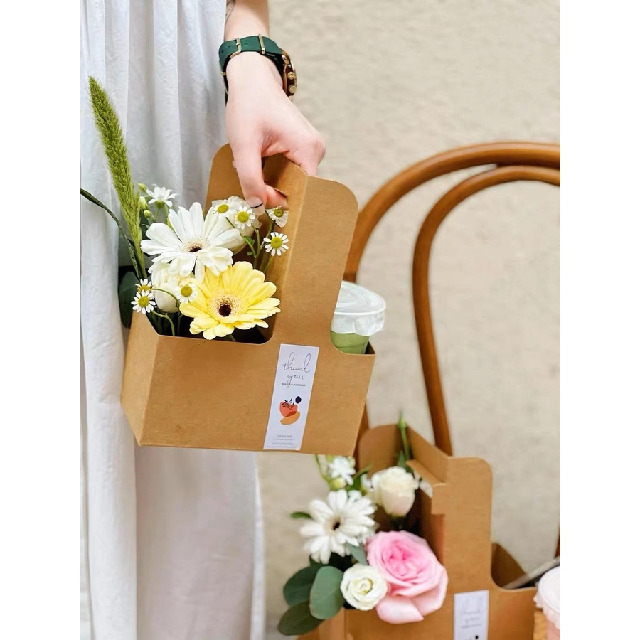 Túi Kraft 2 ngăn đựng hoa